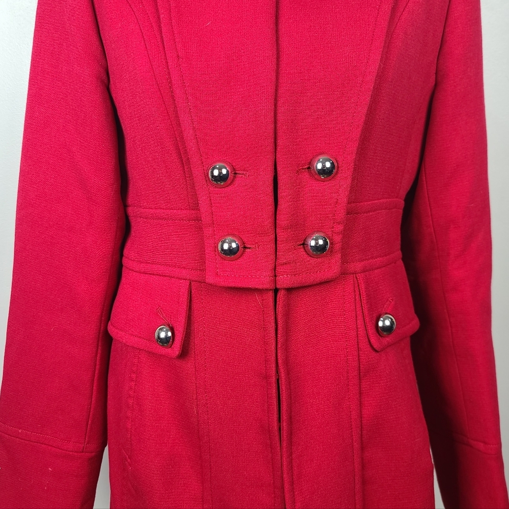 White House Black Market Berry Red Military Inspired Pea Coat M - Picture 9 of 16